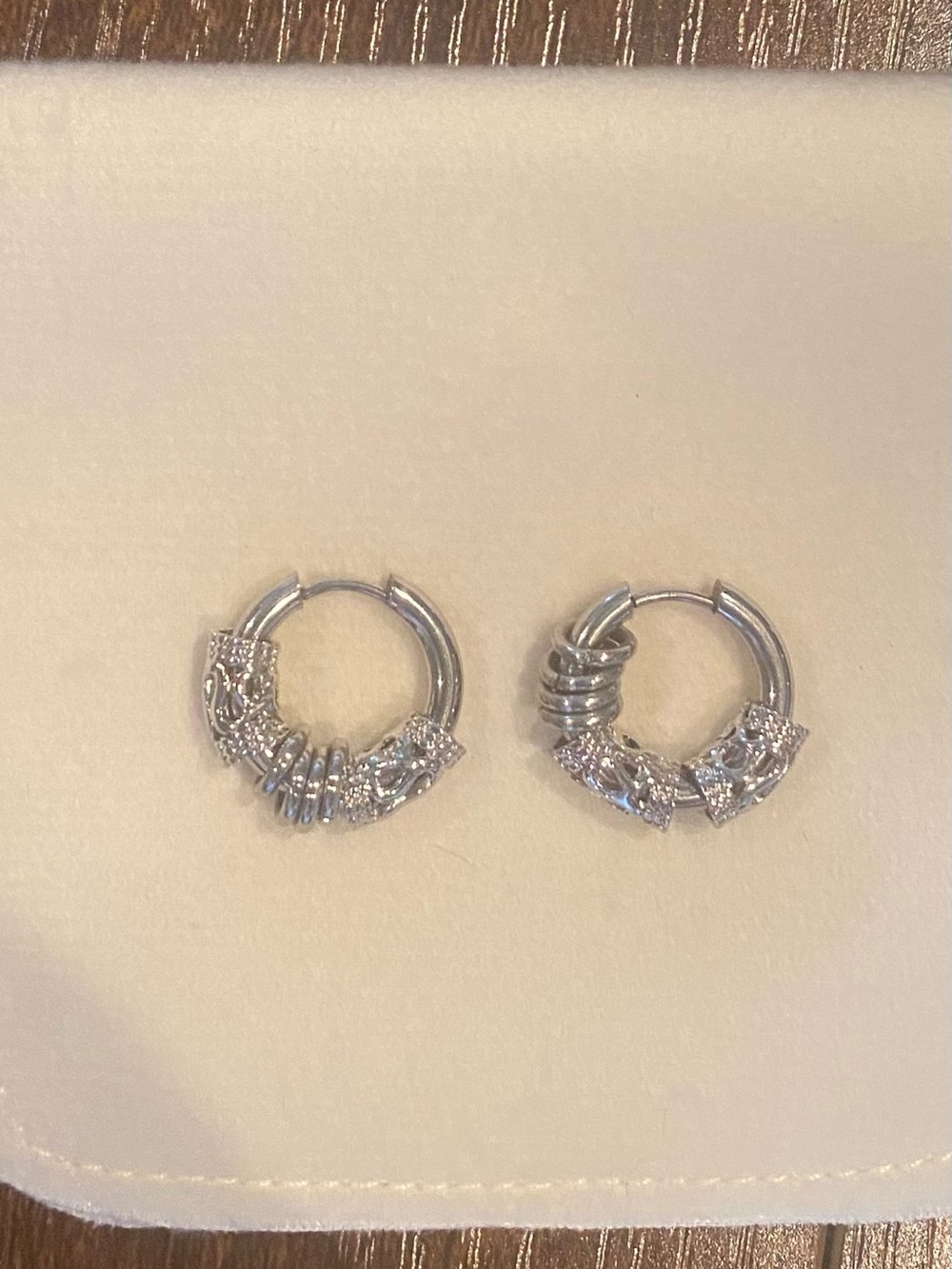 Sterling Silver Charm Wrapped Hoop Earrings - Silver